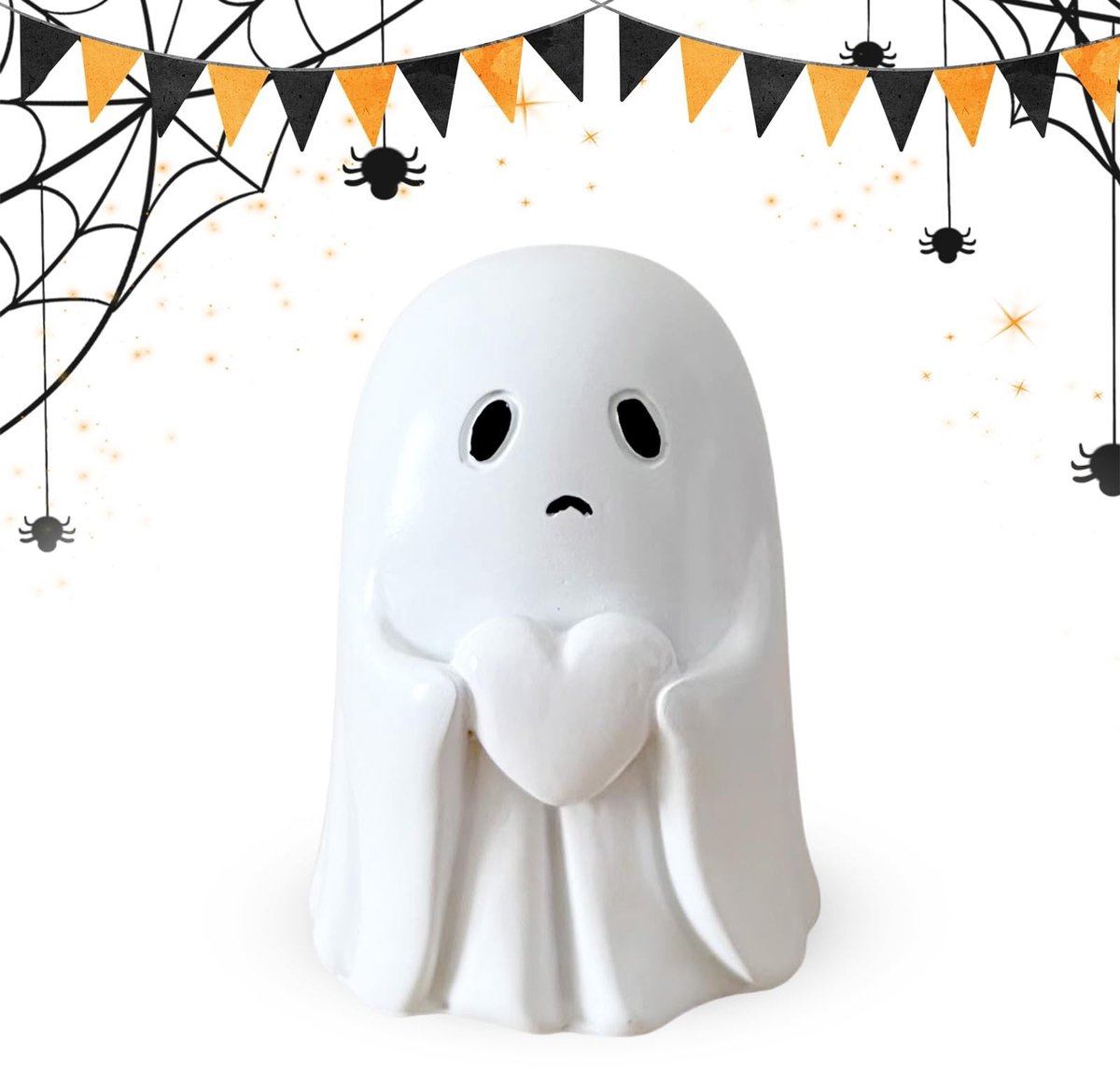SolidKeus - Schattige Geest Standbeeld voor Halloween Decoratie