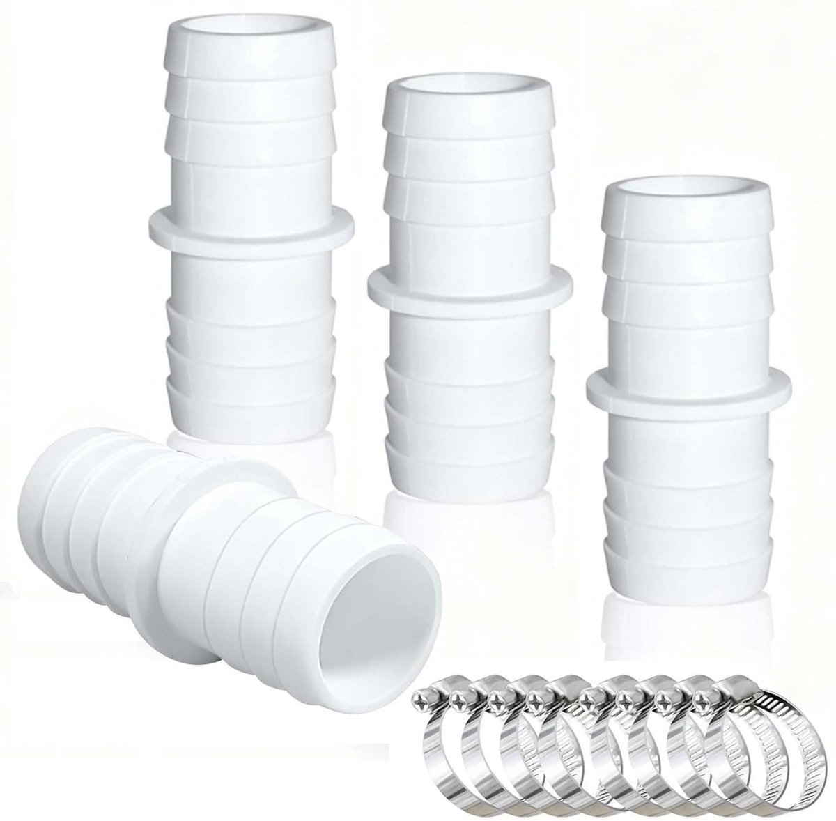 SolidKeus - Set van 4 Zwembadslangverbinders van 32 mm met Slangklemmen