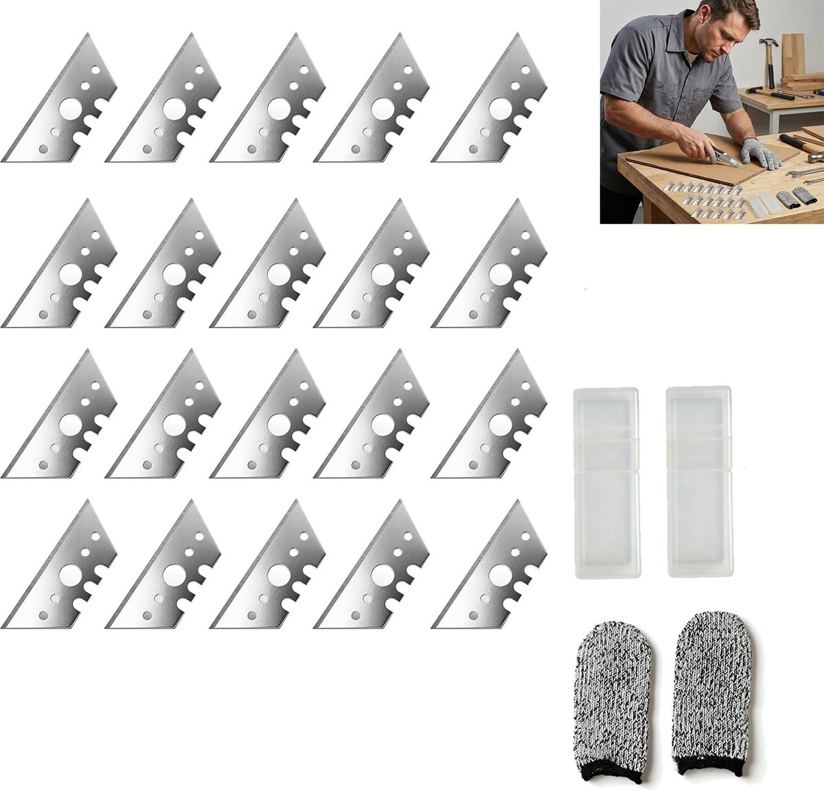 SolidKeus - Set van 20 Trapeziummessen voor Universele Snijders