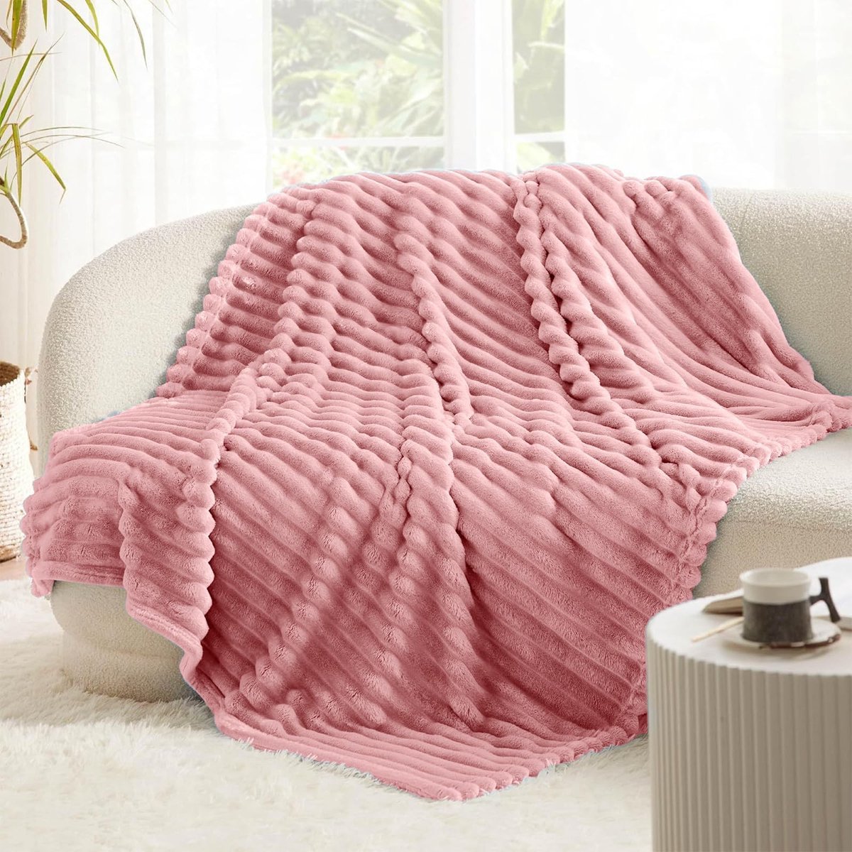 SolidKeus - Fluffy Roze Dekentje van Corduroy, 150 x 200 cm