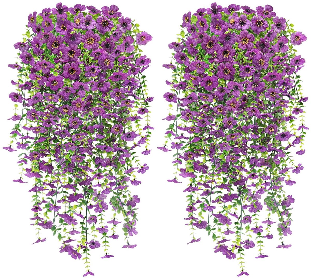 SolidKeus - 4 Stuks Kunstmatige Hangplanten voor Buiten met Paarse Bloemen