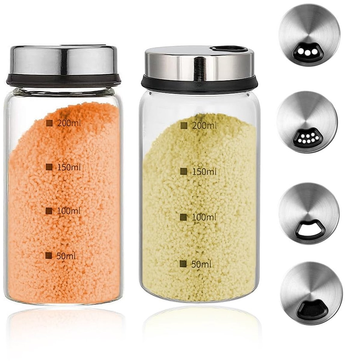 SolidKeus - Set van 2 Specerijglazen met Draaidop voor Koken en Grillen