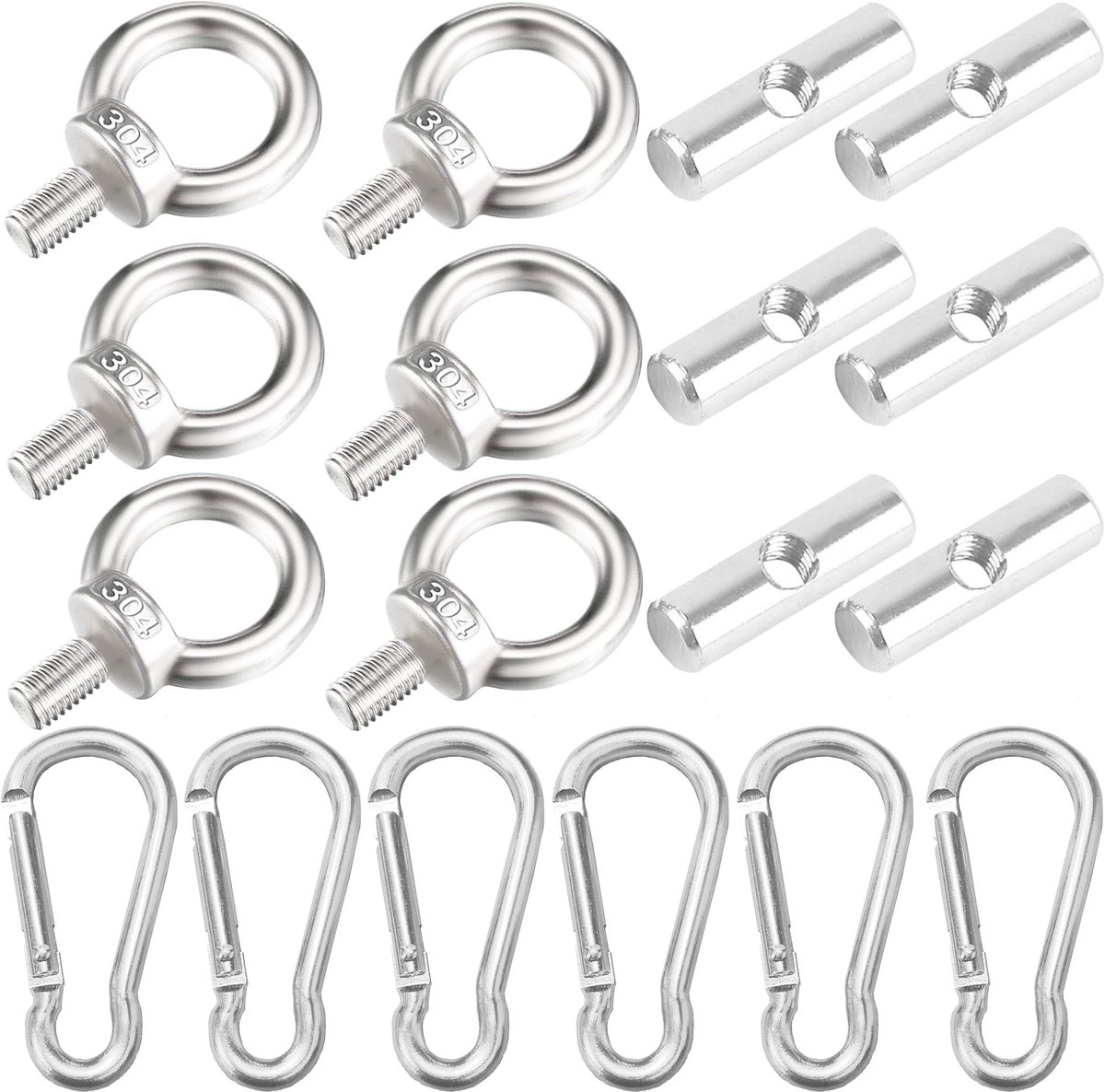 SolidKeus - 6 mm Keder Stopper met Carabiner Hooks, Set van 6