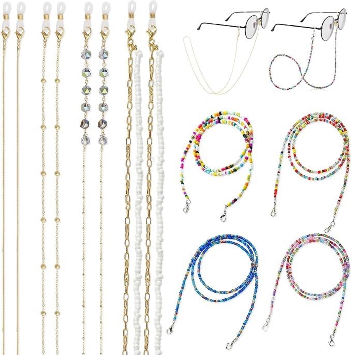SolidKeus - 8 Stuks Meerkleurige Brillenketting voor Dames en Heren