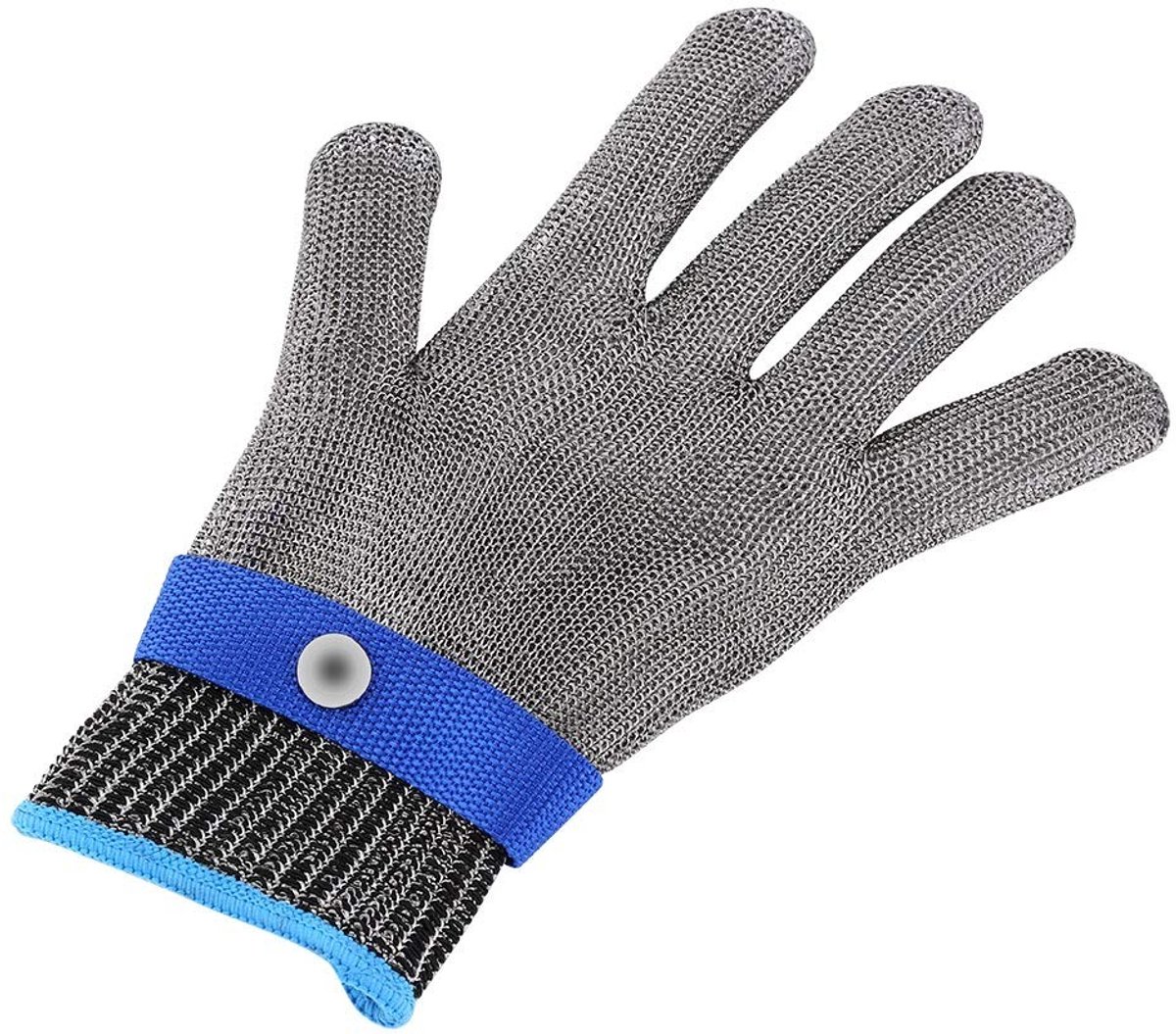 Snijbestendige en stikselbestendige industriële kettinghandschoenen van roestvrij staal met metalen gaas en katoen voor slagers, 25×16×1