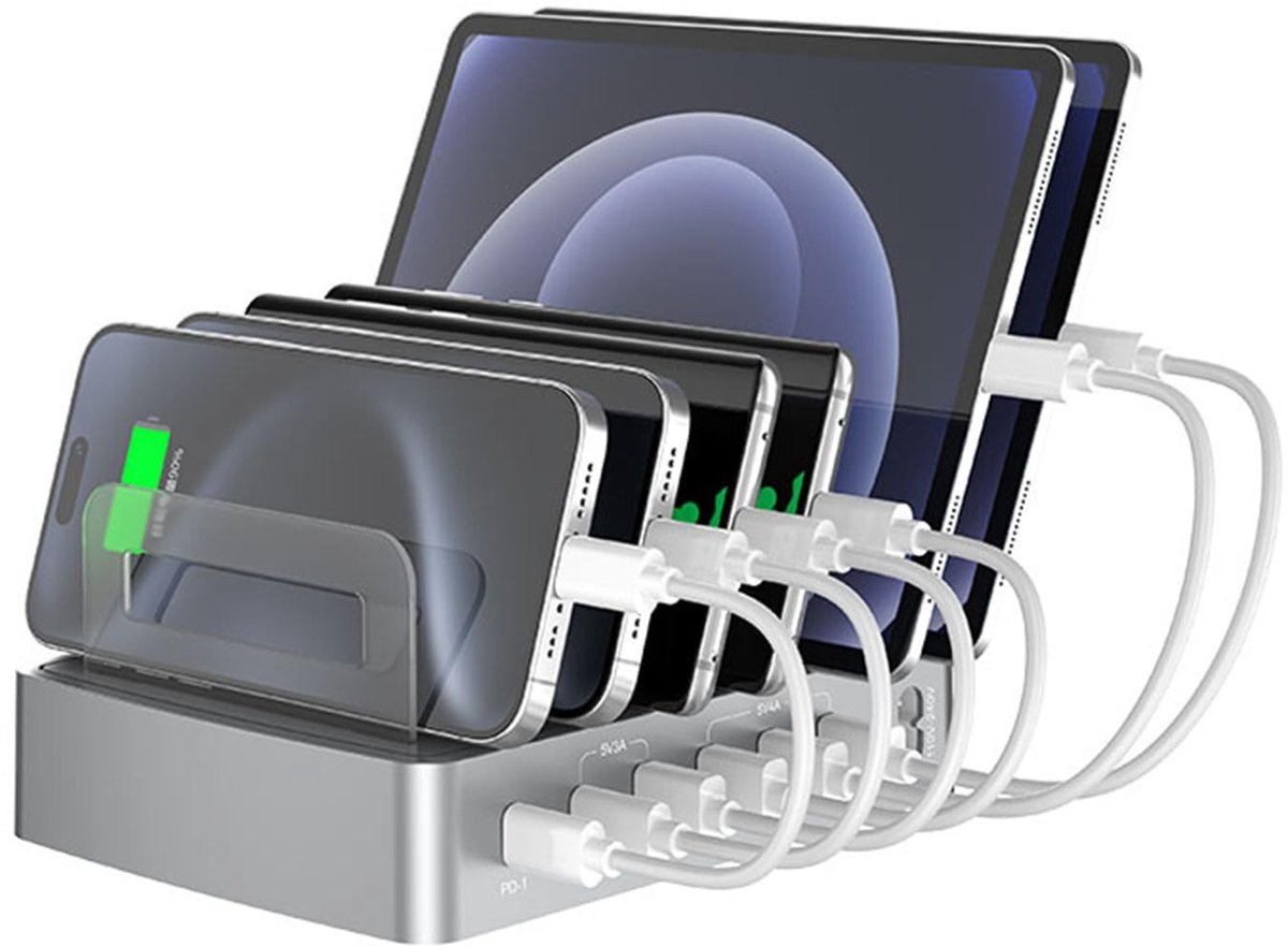 SolidKeus - 72W Oplaadstation met 6 Poorten voor Meerdere Apparaten