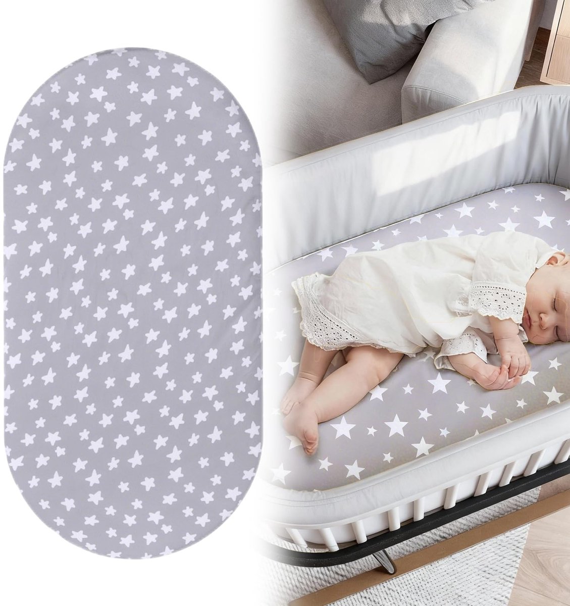 SolidKeus - Baby Bedlaken voor Kinderwagen 82x41cm Grijs