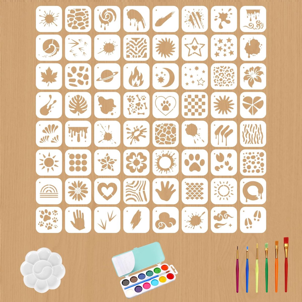 SolidKeus - 64 Stuks Mini Graffiti Schilderstencils voor Creatieve Projecten