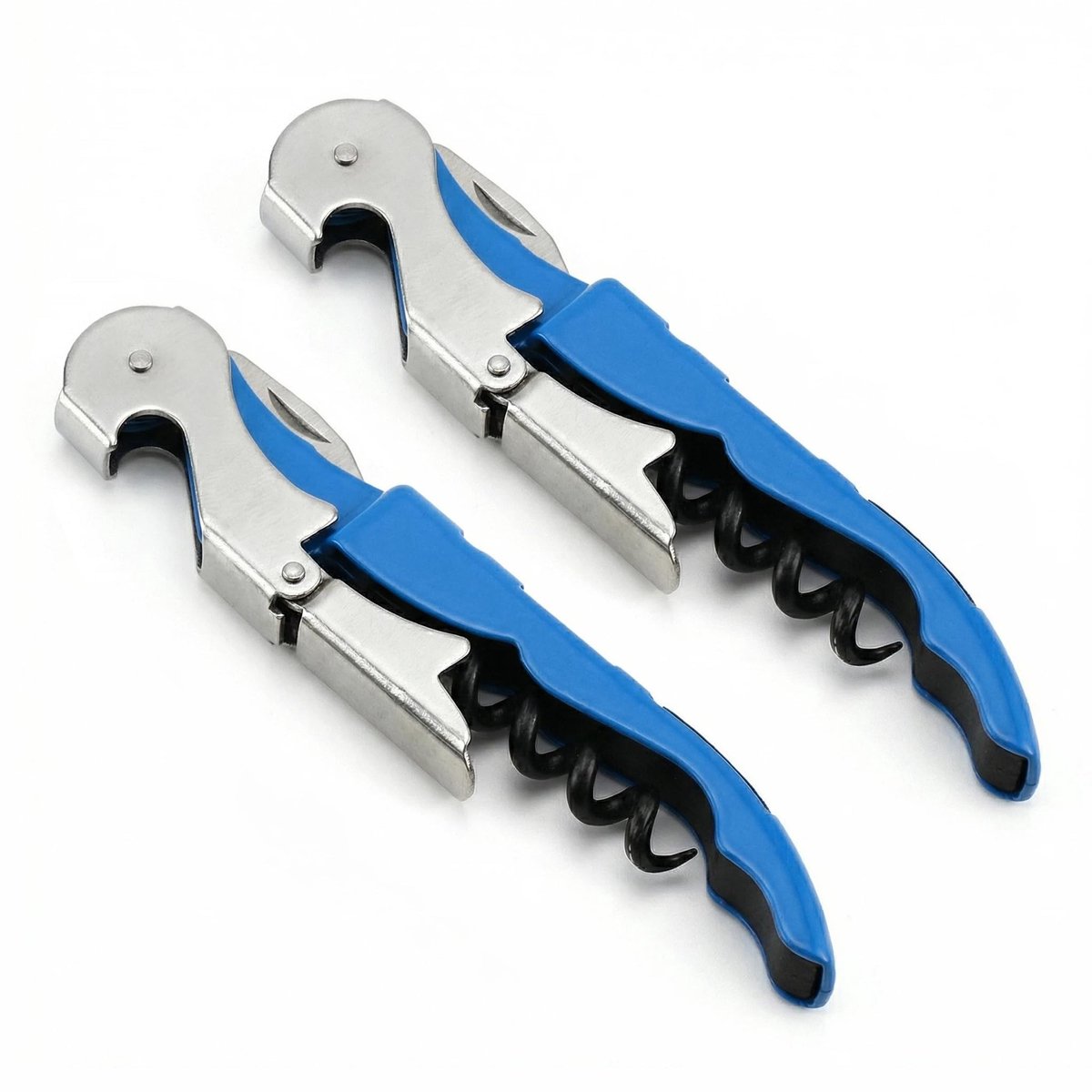 SolidKeus - Set van 2 Professionele Carbon Stalen Wijnopeners in Blauw