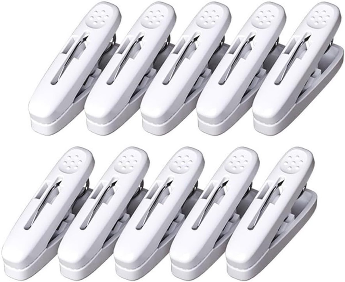 10 stuks- wasknijpers-wasknijpers kunststof -wasknijpers groot-wasknijpers plastic -Droogrek Knijpers -Knijpers-Binnen en Buiten-Strandlaken Knijpers - Badlaken Clips -Voor Handdoeken, Hoed, Jurken,Badhanddoek-Winddicht-Anti Slip-Wit-6cm
