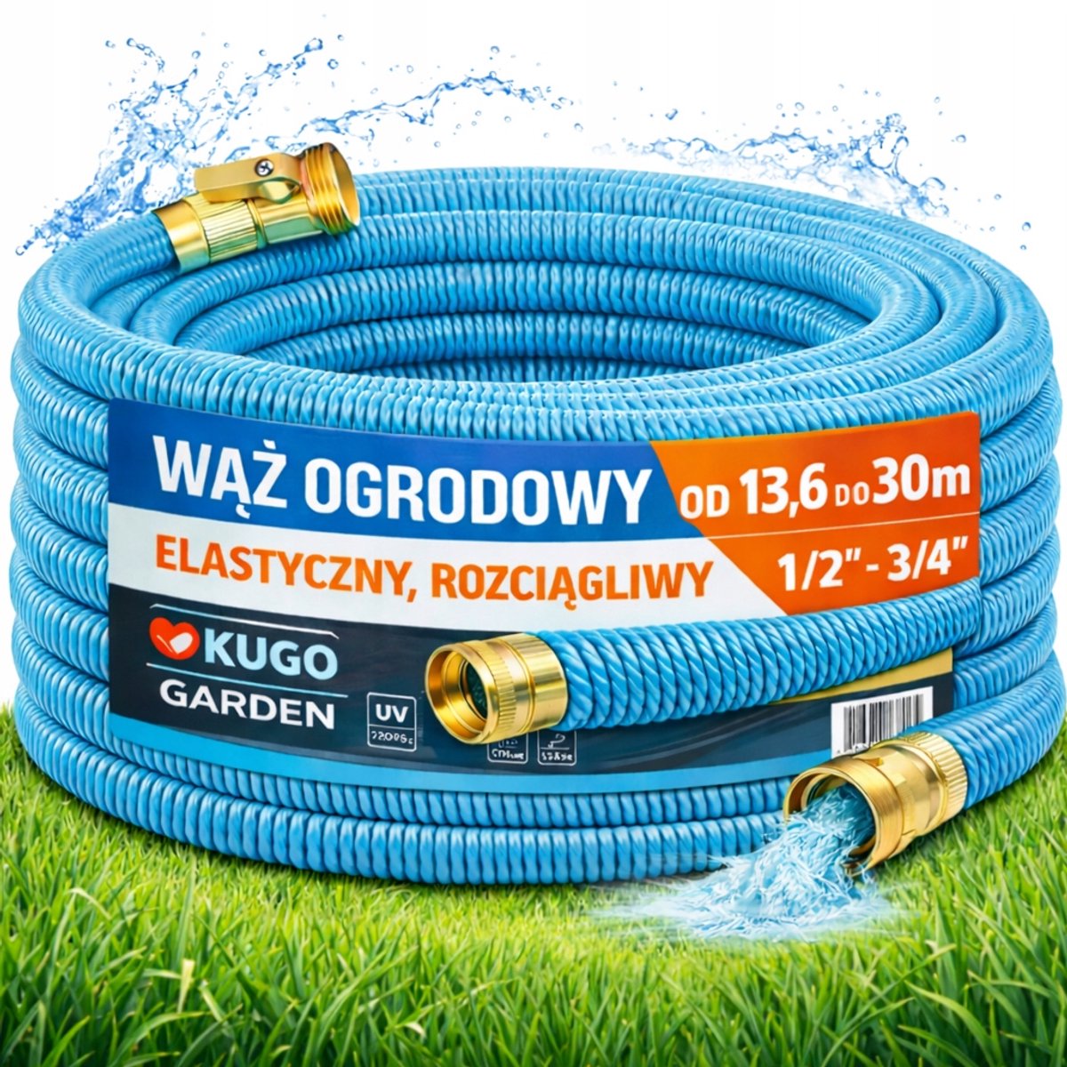Flexibele tuinslang Premium 30m - 1/2" 3/4" Messing koppeling