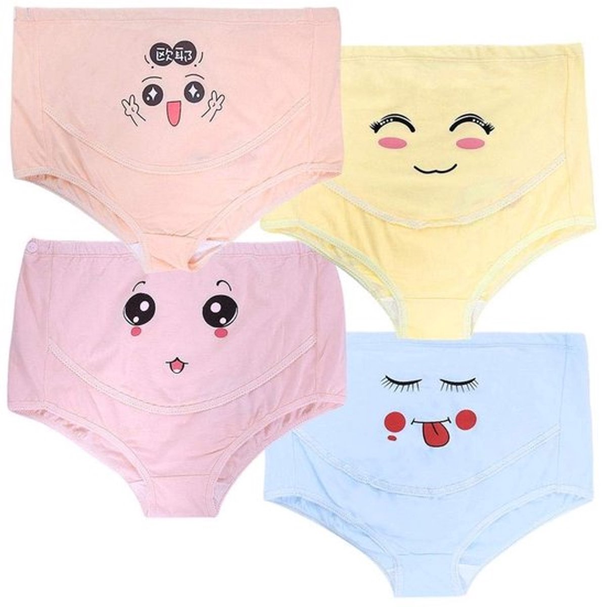 Moederschap Slipje Hoge Taille - 4 Stuks - Plus Size Ondergoed - Ademend/Huidvriendelijk - Schattige Cartoon Patroon - Hoge Elasticiteit - Zwangerschapsslipje