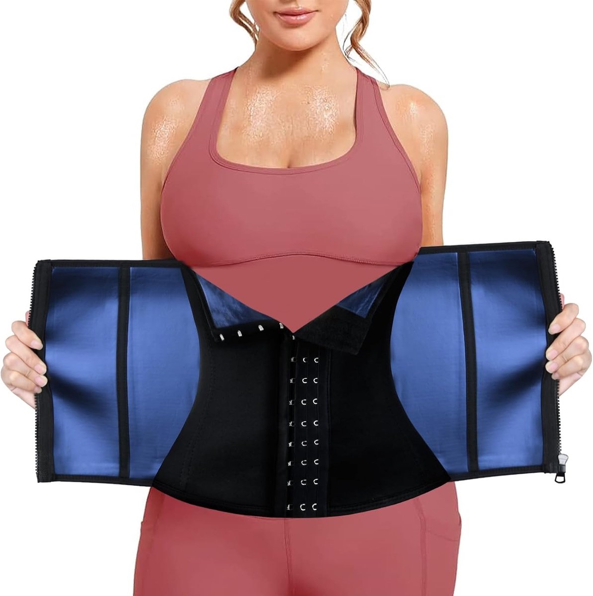 Verstelbare Afslankriem voor Gewichtsverlies met 3 Rijen Haakjes - Taille Trainer voor Mannen en Vrouwen met Sauna Effect voor Versneld Vetverbranding