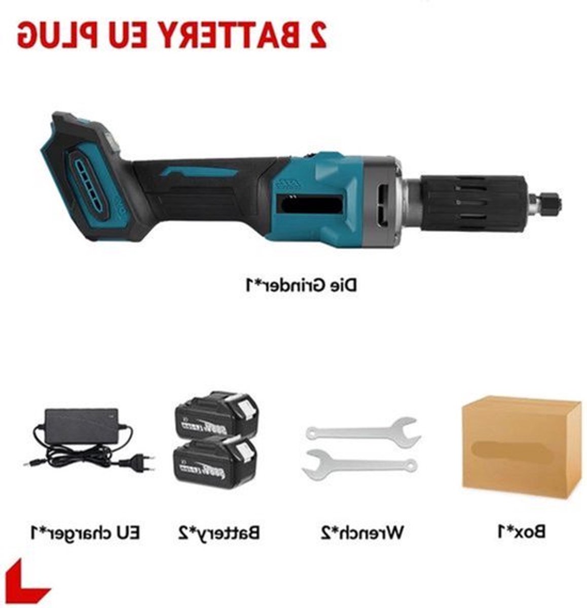 Rechte Slijpmachines - Met Brushless - 2000W Draadloze - 35000RPM - 6mm Slijpmachine - 4 Snelheden Variabel -18V - Professionele Slijprotools - voor Graveer - Polijstmachine - Snijden - 2 Batterij