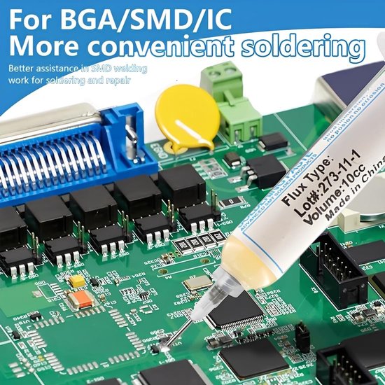 Kwalitatieve loodvrije soldeerpasta voor SMT, PCB en SMD elektronica reparaties - 3x10g, 272℃ smelttemperatuur — afbeelding 2
