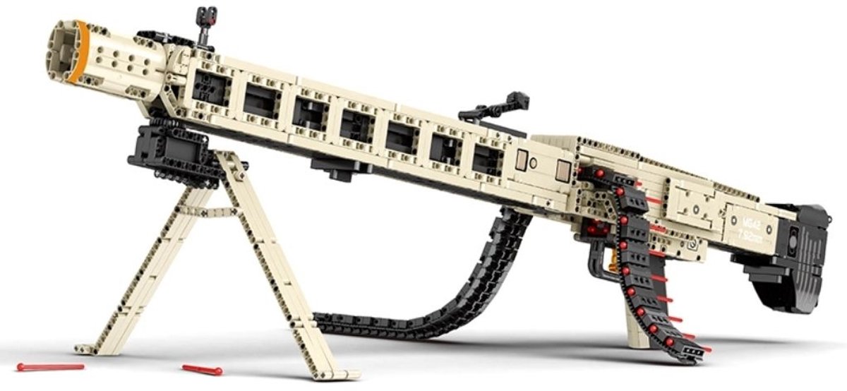 Reobrix 77006 MG42 Battlefield Machine Gun 1:1 bouwset | DIY WW2 army geweer modelbouw | Creator classic motor guns bouwpakket | Technische Educatief militair & leger speelgoed voor volwassenen | Bouwblokken pistool set | Bouwdoos met 1886 bouwstenen