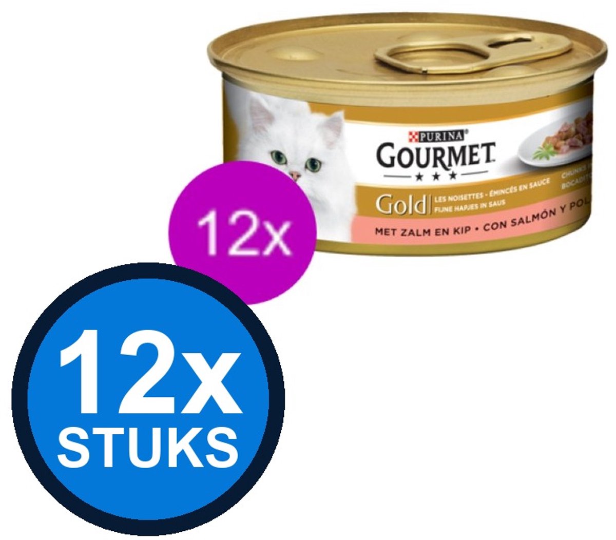 12x Gourmet - Gold Mousse Zalm - Kattenvoer Natvoer - 85 g