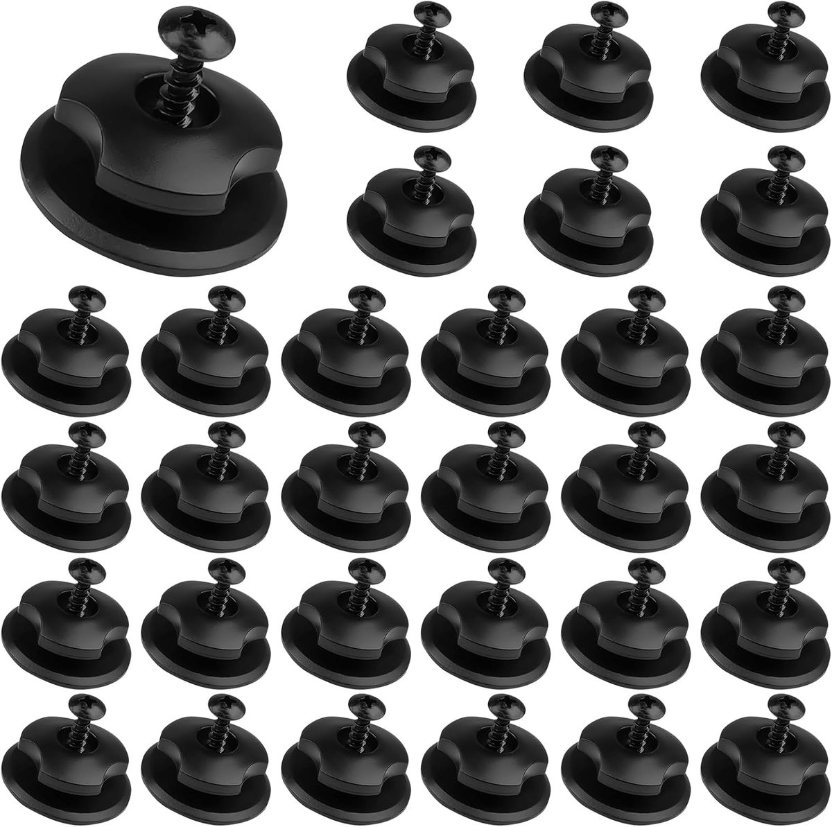30 stuks zwarte PP-kunststof zeilknoppen met een diameter van 35 mm, geschikt voor autotenten, buitententen, netzakken