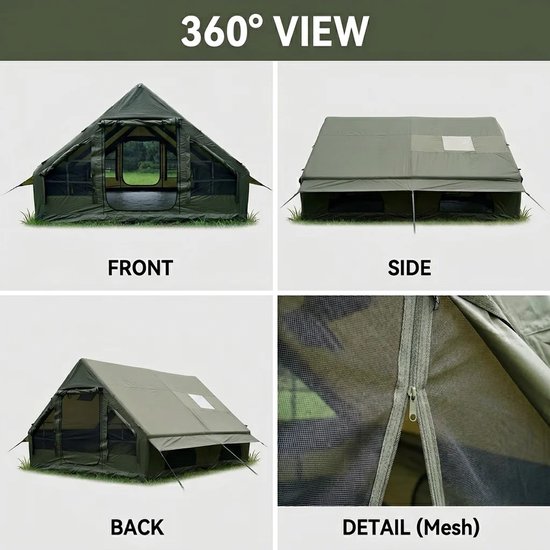 Joorly Opblaasbare tent - Pop up tent - Kampeertent - Oxford-stof - Kamperen - Windbestendigheid - 400x300x200cm - Voor 5 tot 8 personen - Groen — afbeelding 2