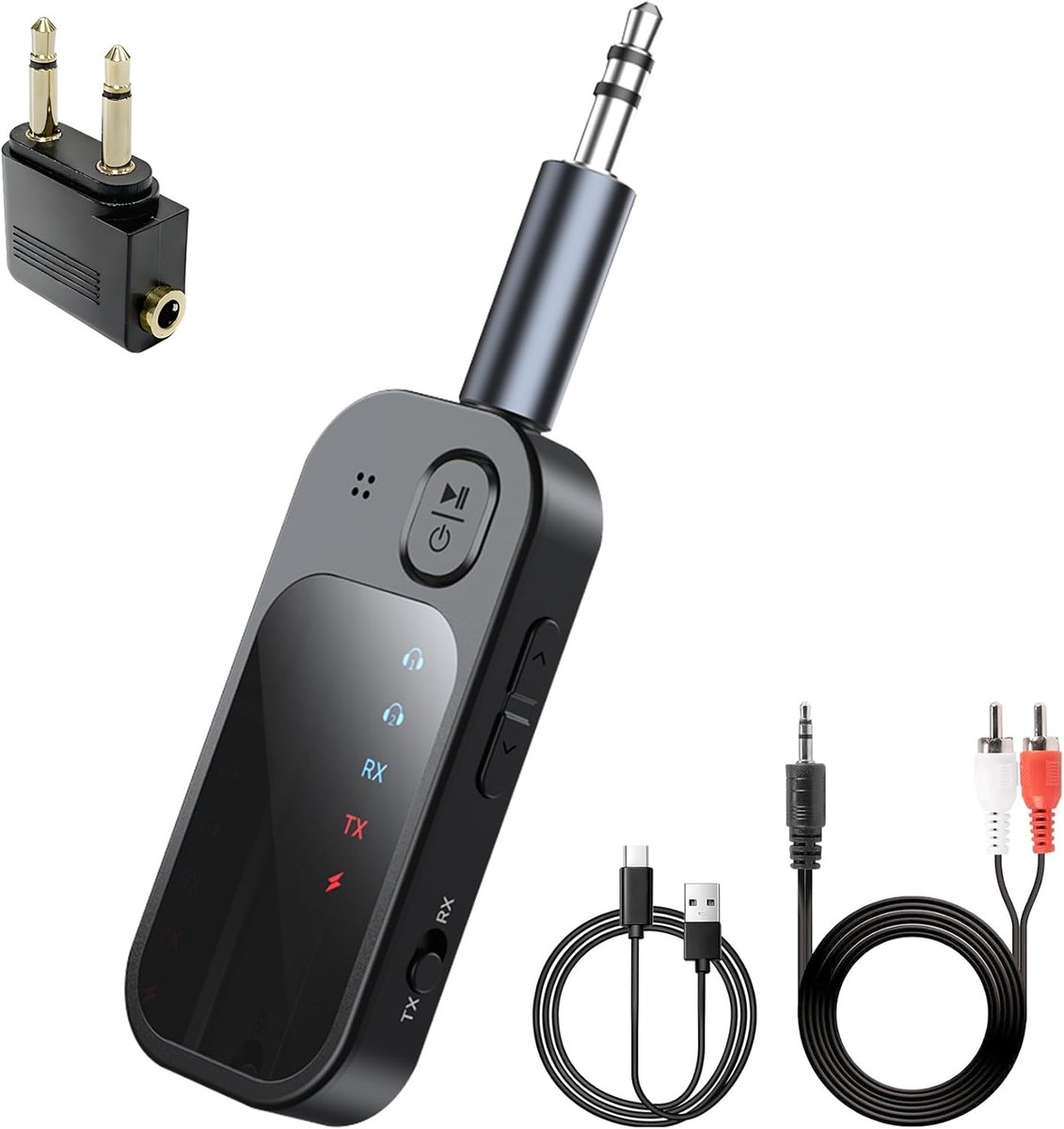 Bluetooth-ontvanger 5.4, bluetooth Sans Fil 2-in-1, ondersteunt 2 AirPods/hoofdtelefoons, audio-recepteur voor tv, thuisstereo, casque, huidparleurs, draagbaar, auteur