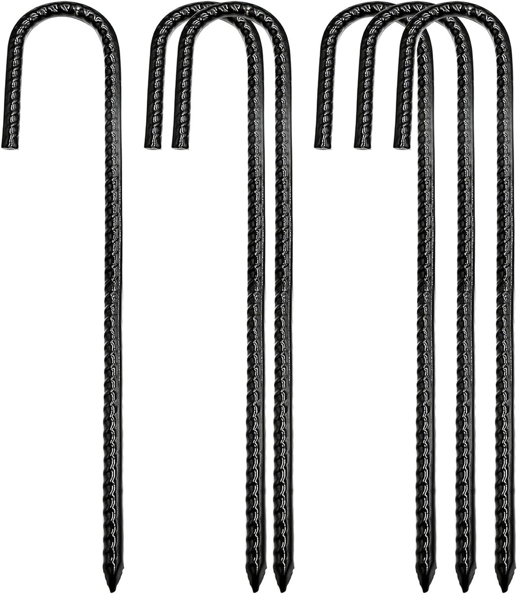 Wapening, tentstokken grondankers tuin landschap nietjes J haak tenten pen zware metalen paal met beitel punt einde voor hond graven verdediging, luifel, camping, trampolines 30 cm