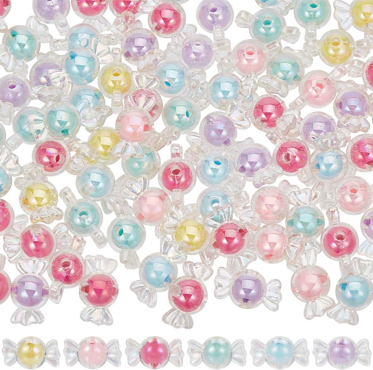 Kralen snoep boog kraal bulk transparante kleurrijke Kawaii faux snoepjes strikken strik kleine charme kralen voor sieraden maken armband ketting haarband doe-het-zelf
