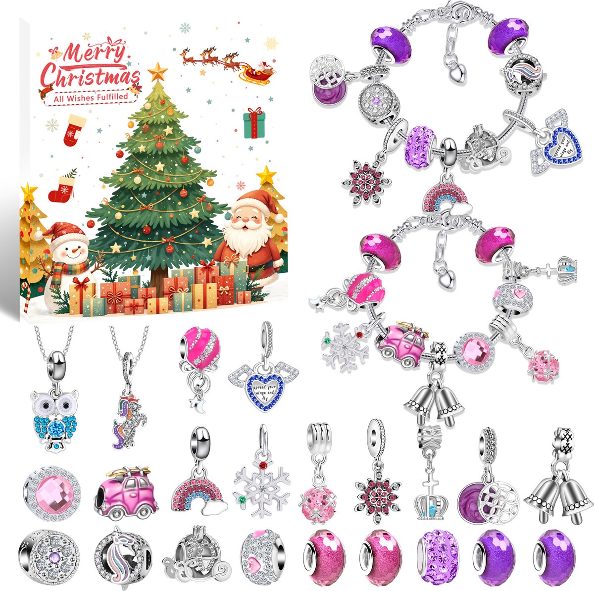 2026 Kerstkalender - 24 dagen aftelkalender - kalender - kalender 2026 - aftelkalender kerst - Kerst Countdown - armbanden - DIY Kit Armband Sieraden Creëer Sieradencreaties Kinderen Meisjes Kerstcadeau