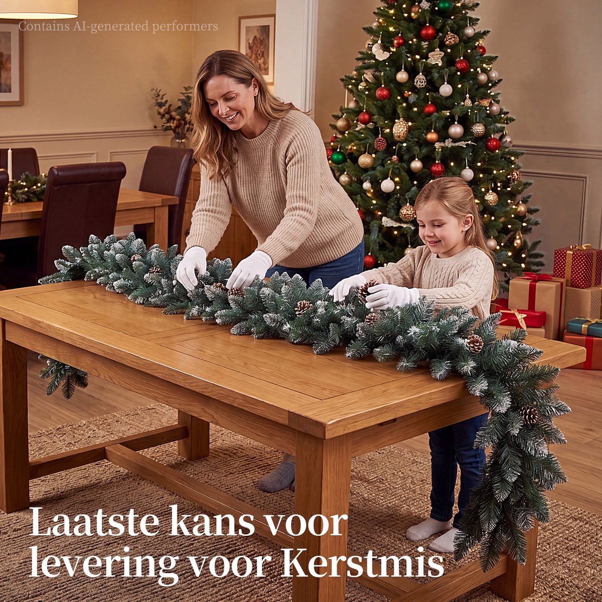 HOKEEPER Kerstguirlande 200 cm met Dennenappels – Witte PVC-naalden – foto 5