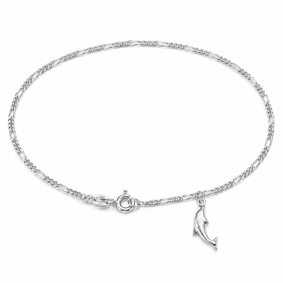 Mbrace 925 Sterling Zilveren Enkelbandje met Dolfijn Bedel – 26 cm – Fijne Zilveren Enkelketting voor Dames
