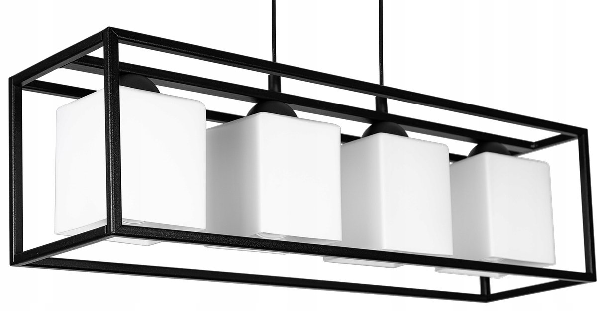 Moderne Plafondlamp met Kooi-Design en Witte Kappen - 4xE27