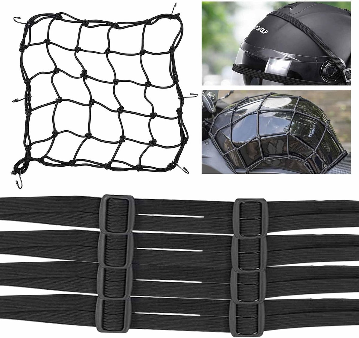 Elastisch Net voor Motorfiets - 5 Stuks Touw Met Haken, Motorriemen voor Motorfiets