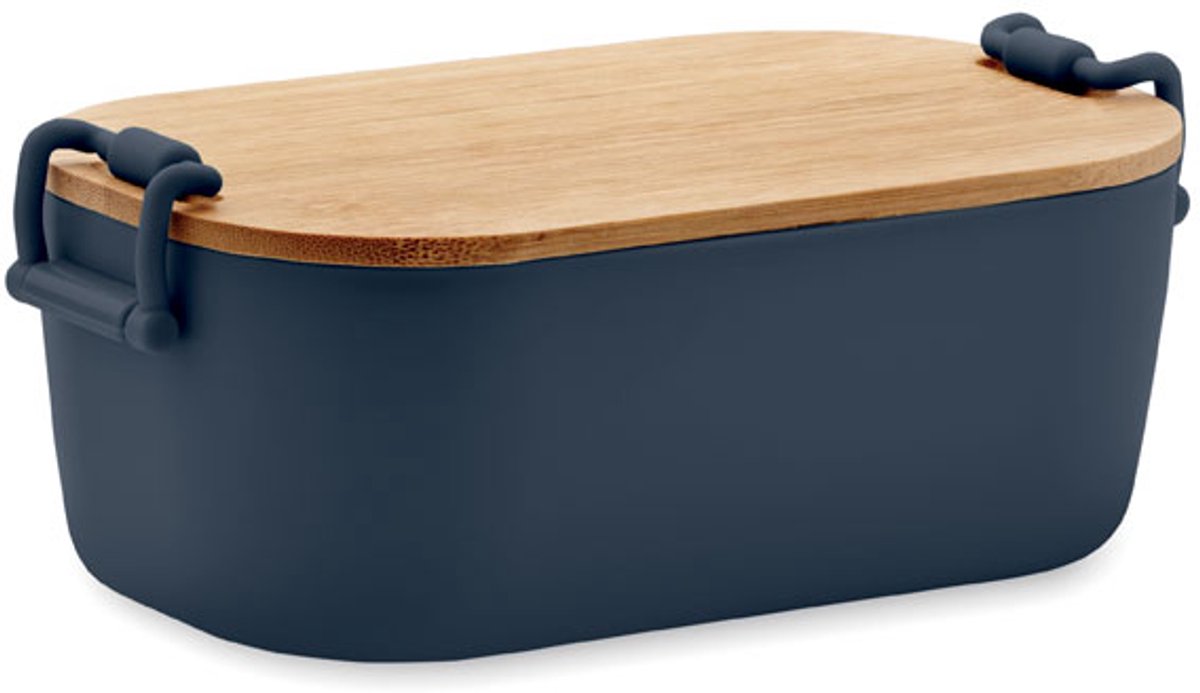 lunchbox met 2-zijdige sluiting en bamboe deksel. Inhoud 700ml Marine Blauw