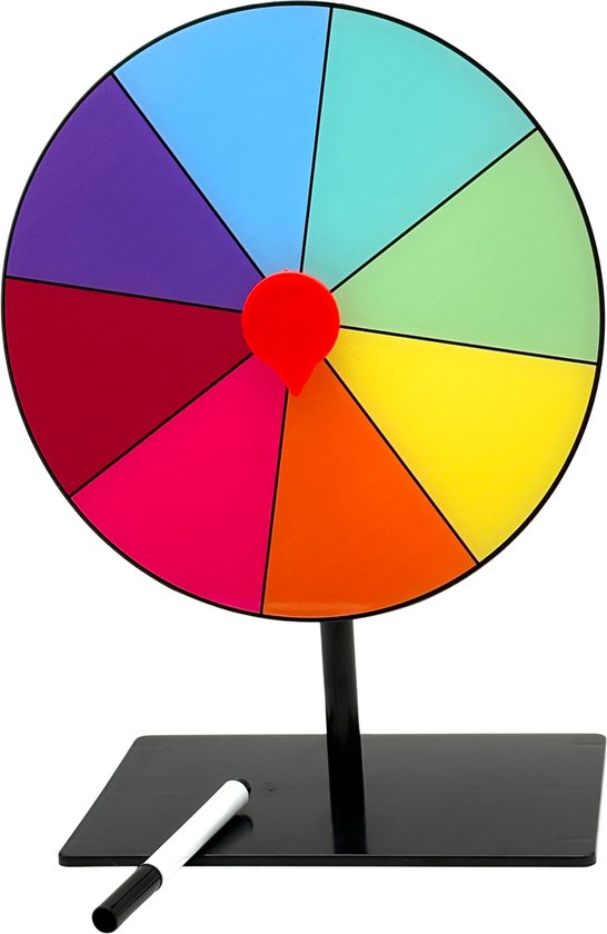 Purepeak Rad van Fortuin Draaiwiel - Draairad - Ø 20 cm - Met Stiften en Wisser - Drankspel