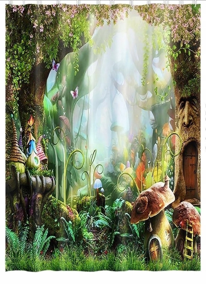 Douchegordijn Magisch Bos 180x243 cm Waterdicht met Haken
