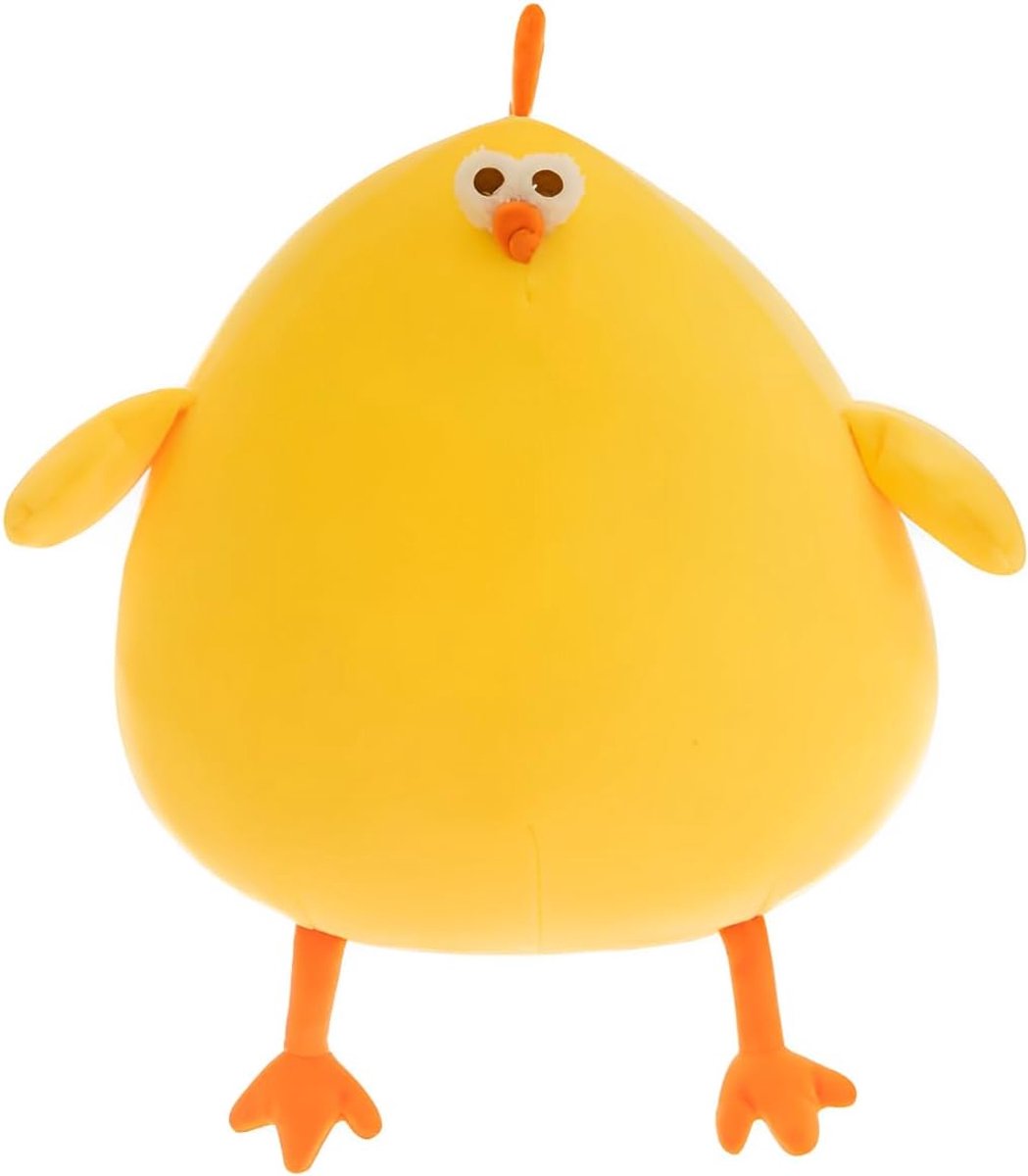 Casalora Pluche kuikentje – Dikbuikig kuiken-knuffelkussen – Zachte kuikenpop – 45 cm – Verjaardagscadeau voor kinderen en volwassenen – Geel