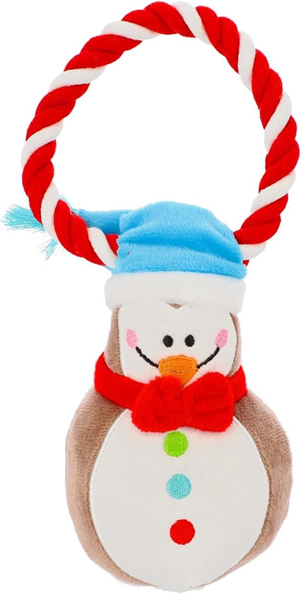 Pluche hondenspeelgoed, honden knuffel, pinguïn, 18 cm, met touw, cadeau voor hond, Kerstmis speelgoed met pieper 17459