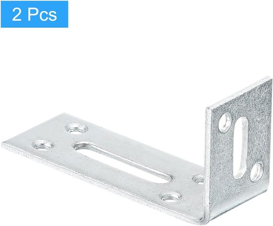 Verstelbare hoekhoek, 2 stuks, 80 x 40 x 30 mm, roestvrij staal, L-hoek 90 graden, versterkte houder met sleuven voor meubelreparatie, kleur zilver — afbeelding 5