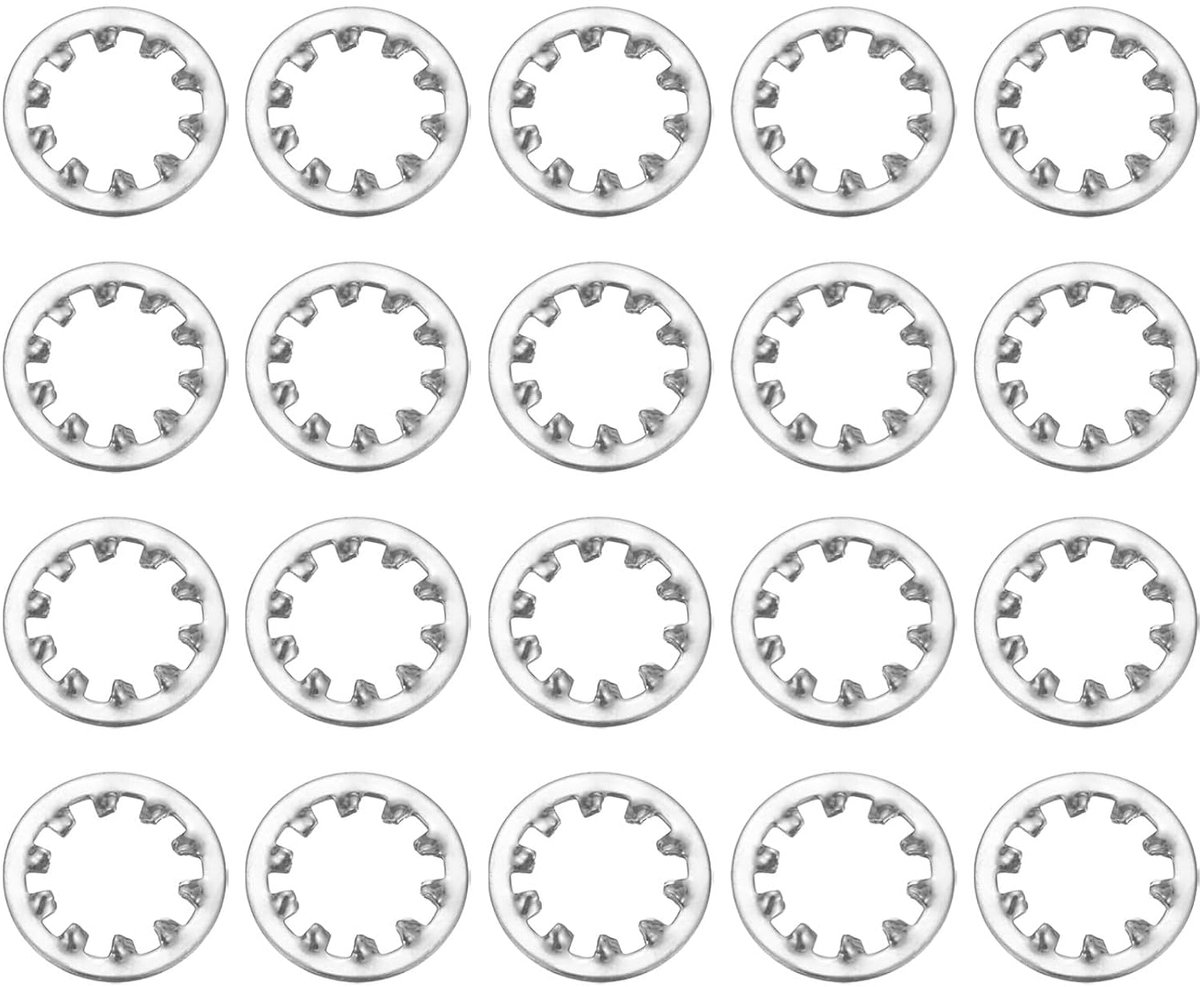 20 stuks binnengetande tandschijven, 16,5 mm ID x 27 mm OD vertandde sluitringen, roestvrij staal 304 klemschijven, veerringen voor schroefbevestiging