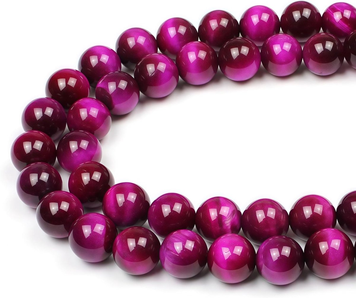 Kralen Roze Rode Tijgeroog Ronde Losse Natuurlijke Halfedelsteen Kralen Voor het Maken van Sieraden Armbanden Kettingen