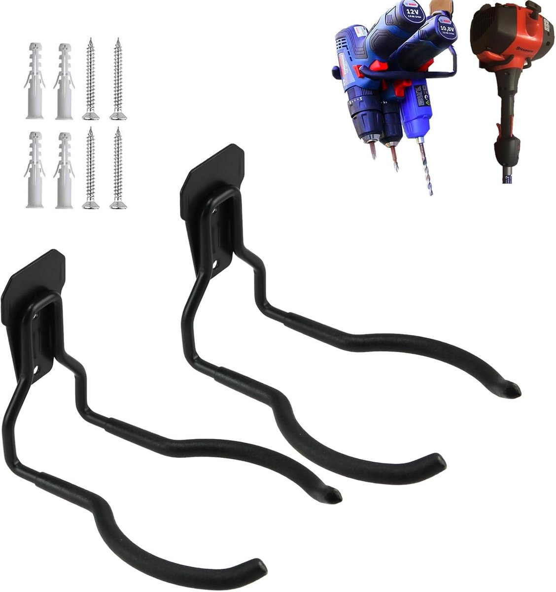 Tool Hanger en Garage Wandhaken - String Trimmer, Weedeater Rack Utility Organizers en Opslag voor Garage Gereedschap (2 Pack)