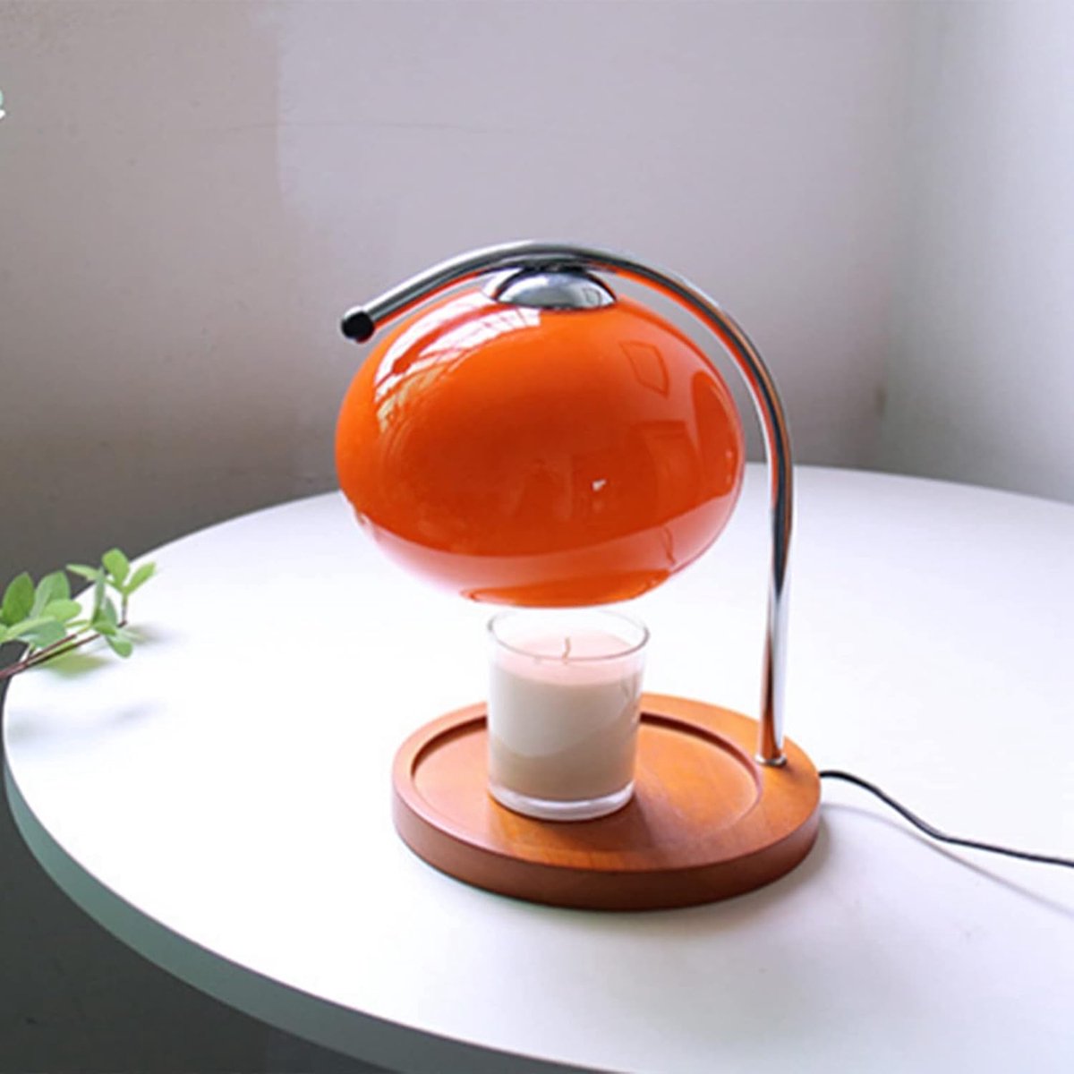 Smeltlamp, Verstelbaar Licht Retro Houten Opbergvak Glazen Kaarsenwarmer Lamp Slaapkamer Nachtkastje Ambient Tafellamp (Dimschakelaar)