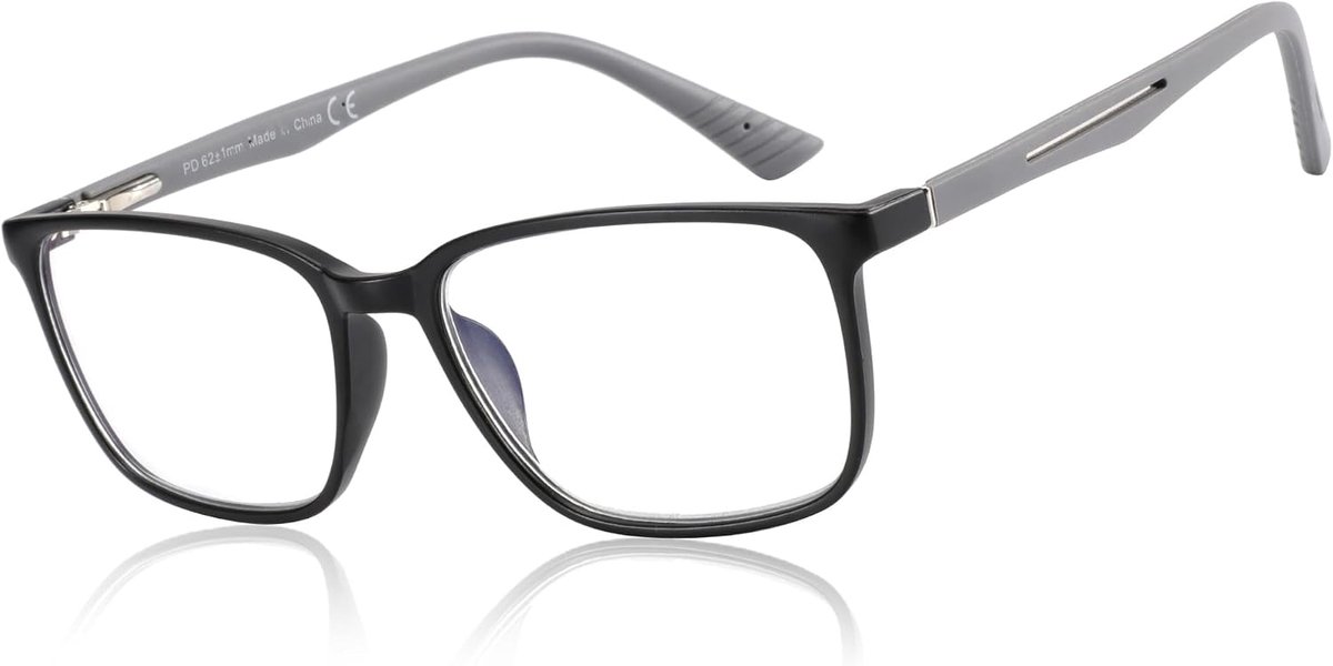 Blauw licht filter bril & leesbril heren vierkant frame lezer anti-glans sport computerbril