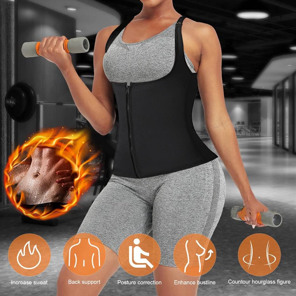 Afslankheidsgordel voor dames, voor sport, colombia, bodyshaper, neopreen, om te zweten, zweet, tailletrainer, fitness, taille, zweten, sauna-effect