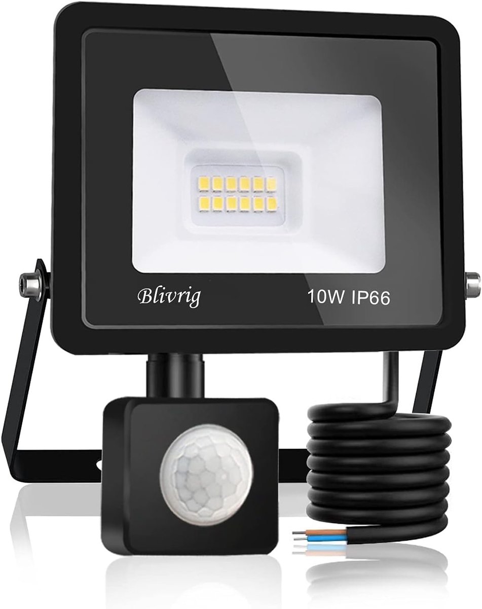 LED-spot voor Buiten met Bewegingssensor - Koud Wit - 10 W - Waterdicht met IP66 - Voor Tuin en Garage