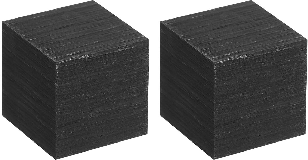 Grafietblok, rechthoekig, grafietelektrode, 20 x 20 x 0,8 mm, voor smelten, gieten, elektrolyse, galvanostegie, 2 stuks