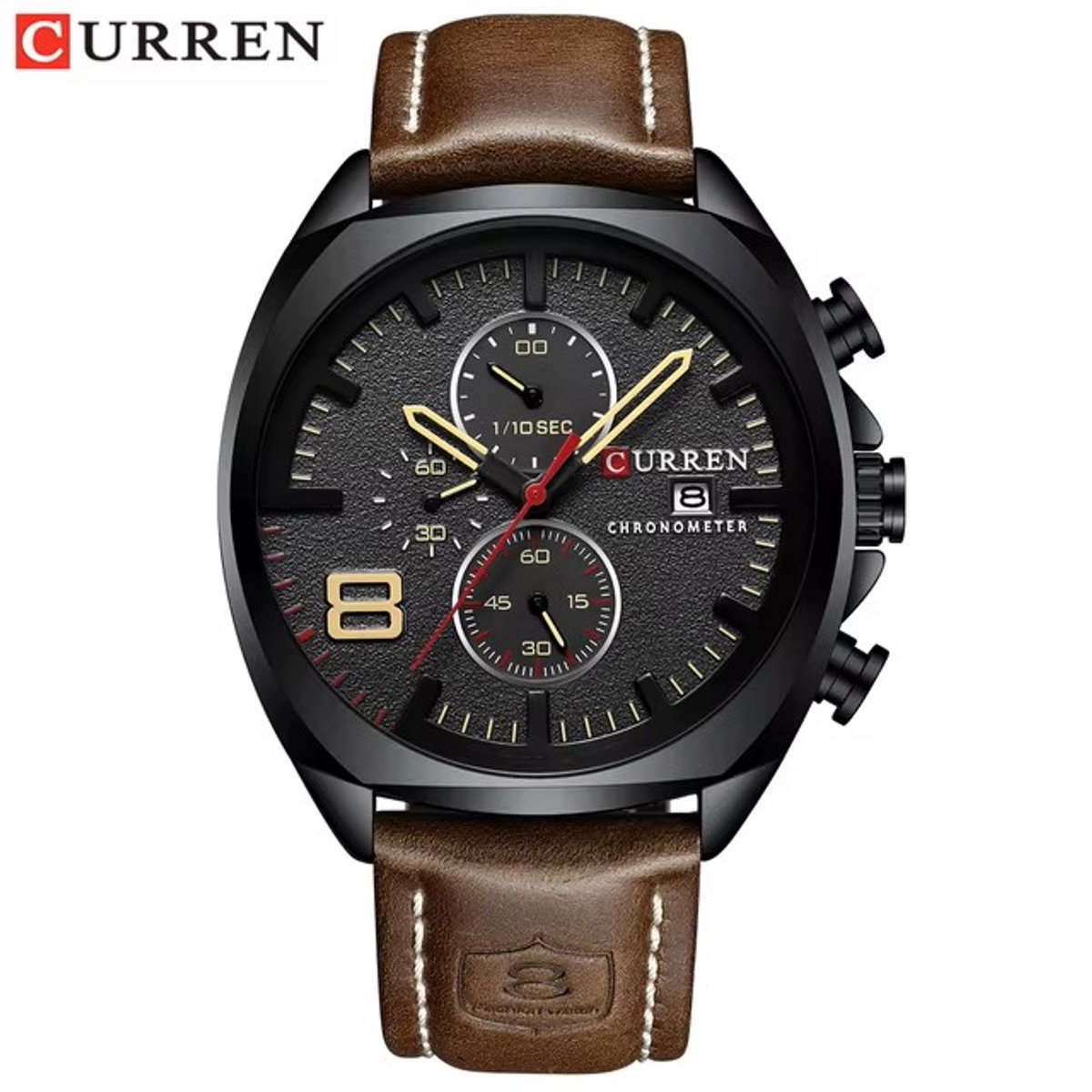 CURREN 8324 Heren luxe Quartz Polshorloge Chronograaf Lederen Band Zakelijk Origineel Polshorloge voor Heren