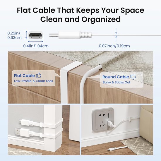 Platte USBA naar Micro USB Verlengkabel 6M 2Stuks,Voedingskabel,Wit - Kabel voor Beveiligingscamera's,Compatibel met Blink Mini/XT2/Outdoor 3,Wyze Cam v4/Pan v2/OG,YI Home,Ring,Arlo Q,eufy,EZVIZ — afbeelding 3
