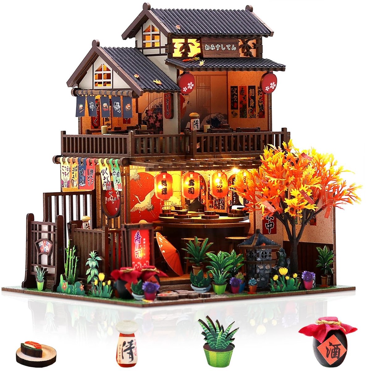 SolidKeus - Miniatuur Huis Set voor Volwassenen met Sushi Haven Diorama