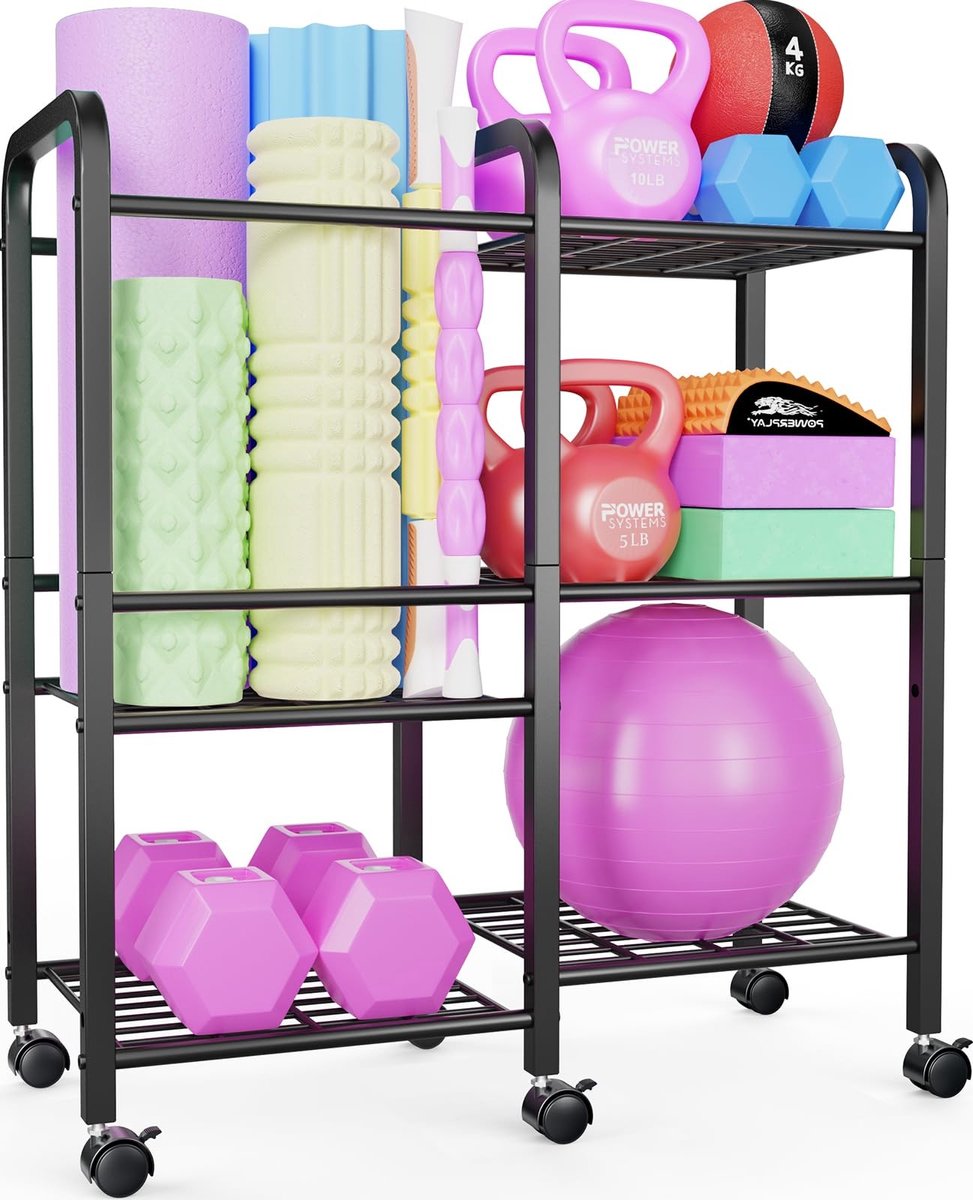 SolidKeus - Yoga Mat Organizer met Wielen en 3 Niveaus voor Fitness Accessoires