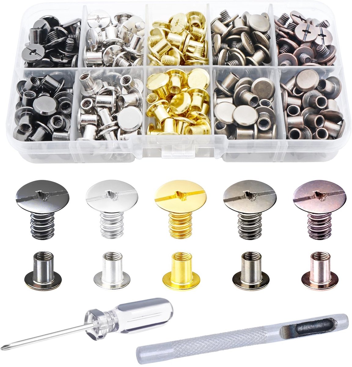 SolidKeus - 150 Stuks Leren Nieten Set voor Kleding en Ambachten